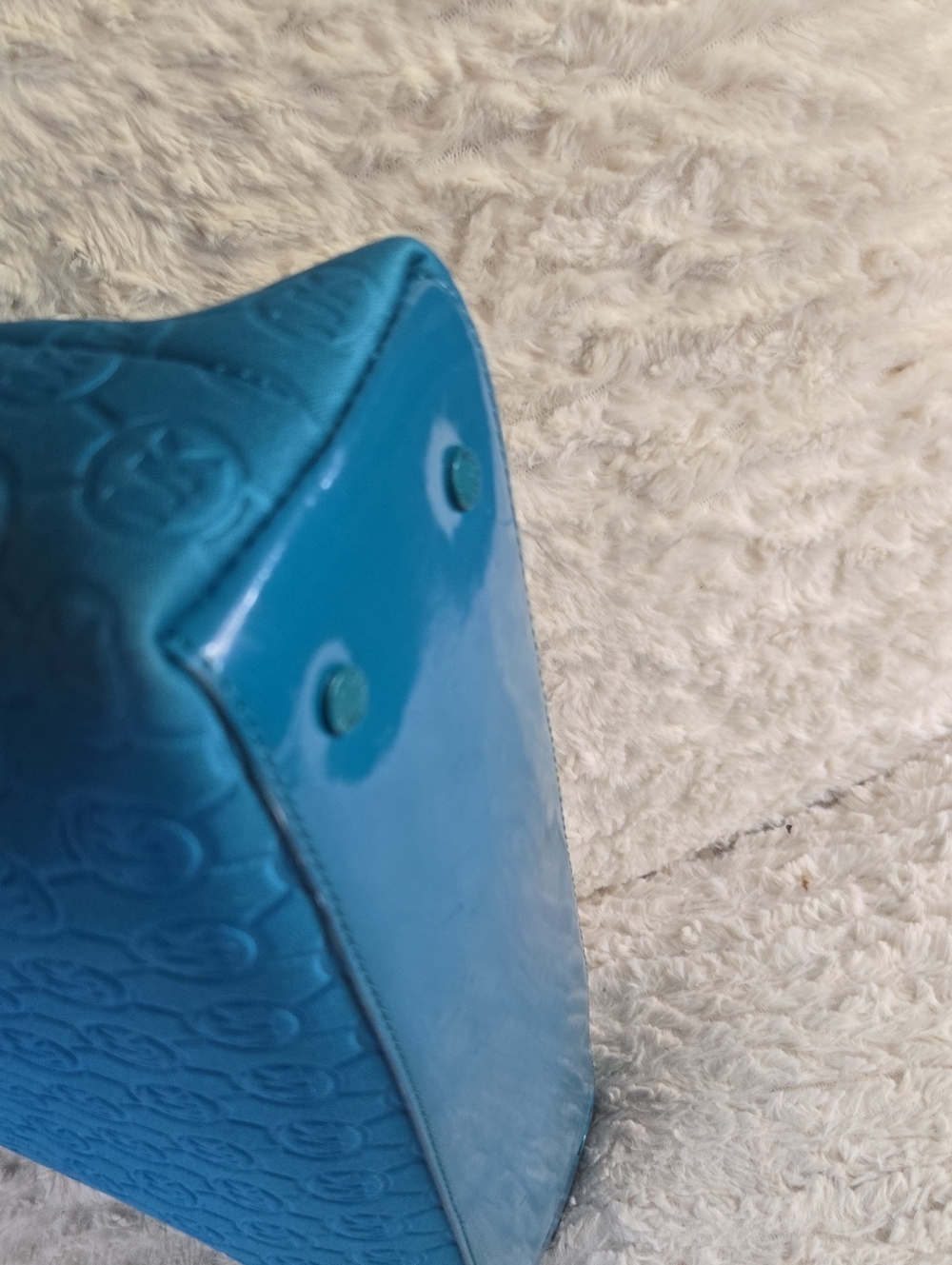 Michael Kors Teal Blue Embossed Logo Tote - Picture 3 of 8